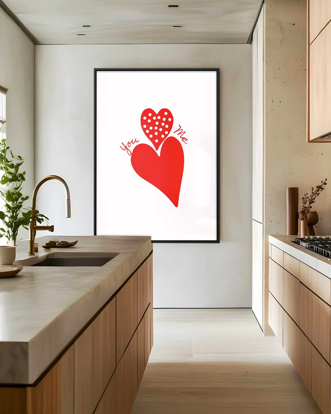 Liefdevolle Hartenontmoeting Kunstwerk-canvas-dibond-plexiglas-wanddecoratie-WallArtistic