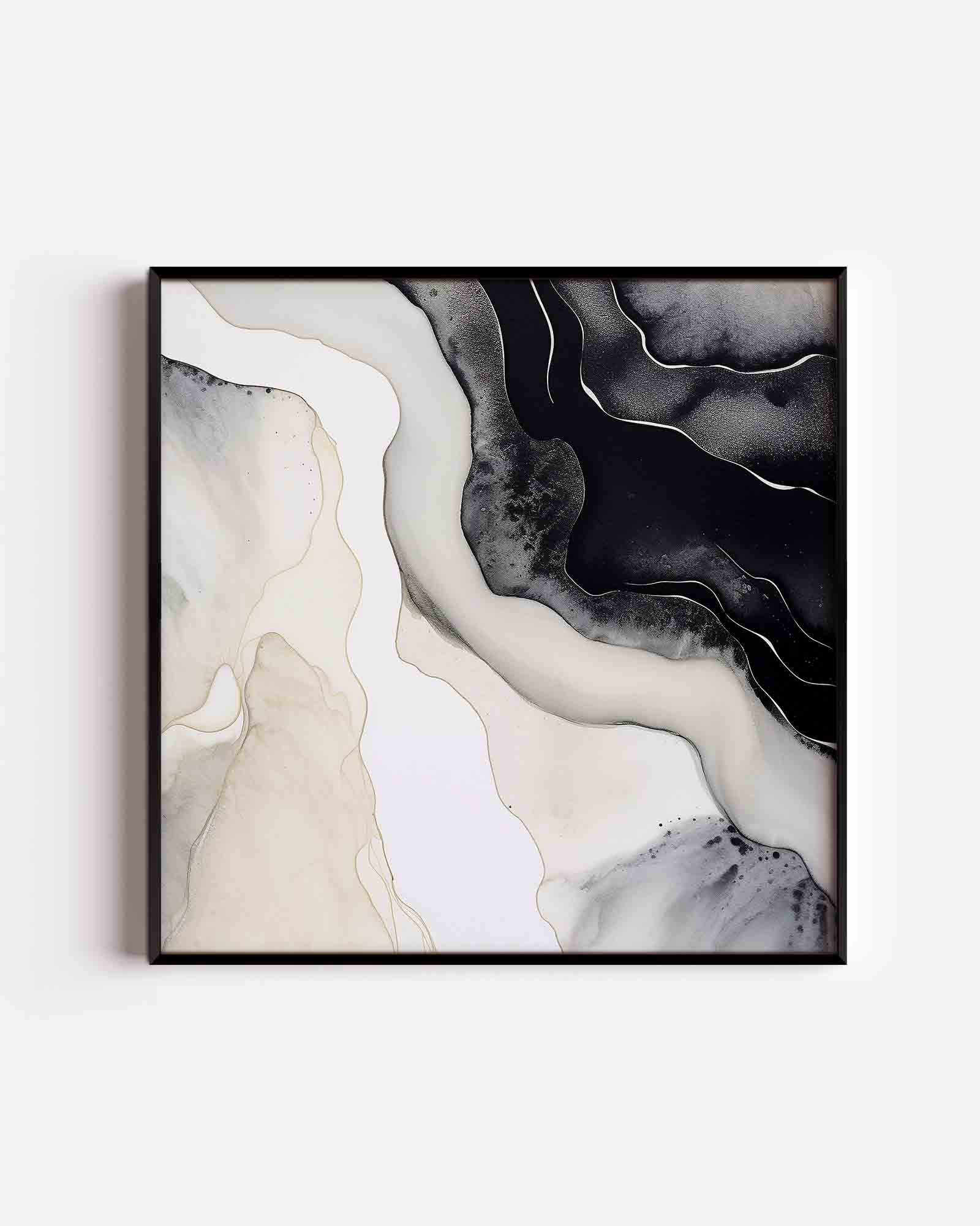 Abstracte zwart wit golven Poster