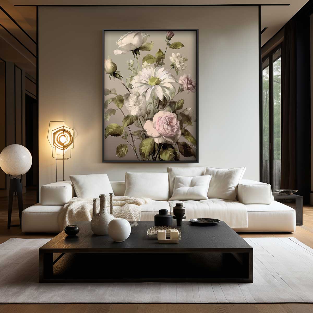 Bloemrijke Romantiek Kunstwerk-canvas-dibond-plexiglas-wanddecoratie-WallArtistic