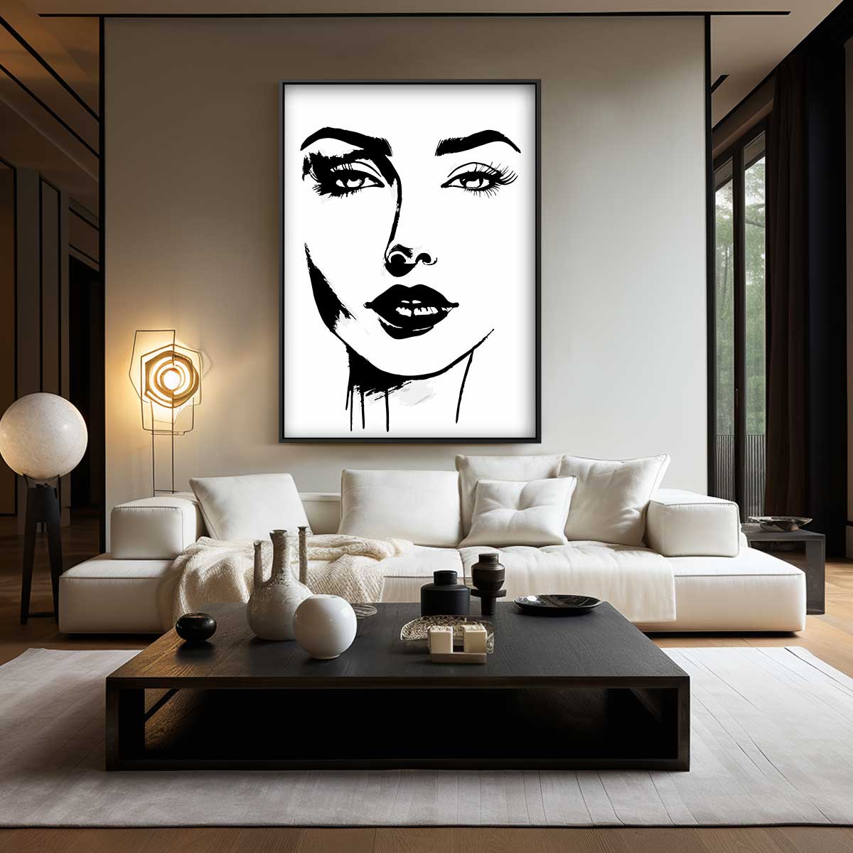 Minimalistisch Portret in Zwart-Wit Kunstwerk-canvas-dibond-plexiglas-wanddecoratie-WallArtistic
