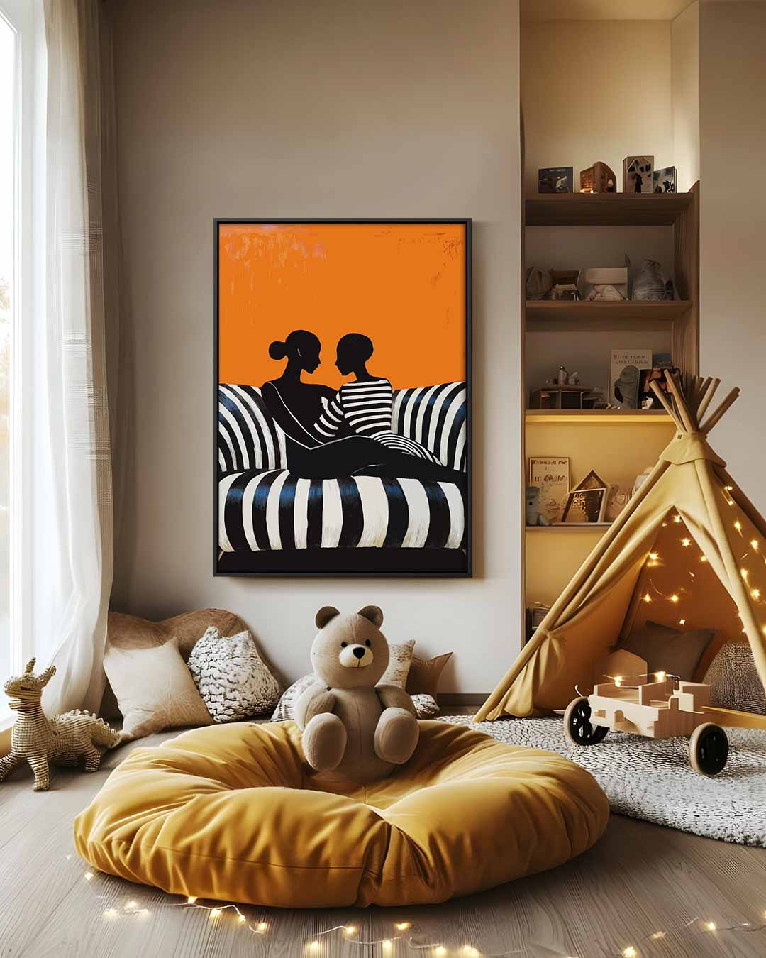 Samenspel van Silhouetten Kunstwerk-canvas-dibond-plexiglas-wanddecoratie-WallArtistic