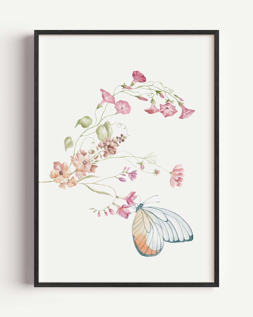 Vlinder en Bloemen Prachtposter-WallArtistic