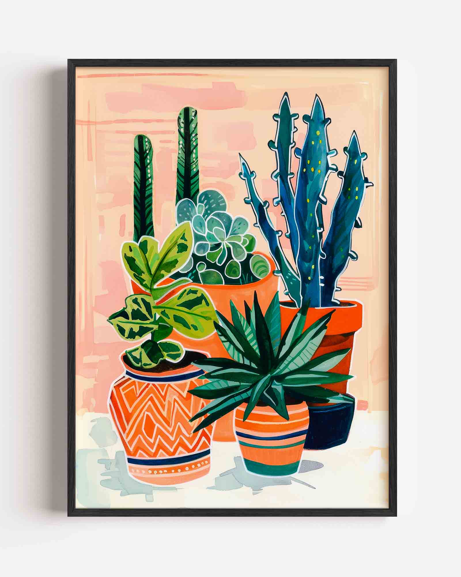 Groene planten in potten Poster