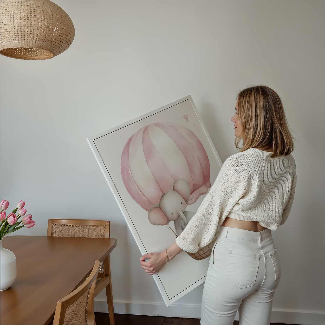 Schattige Olifant in Luchtballon Poster-WallArtistic