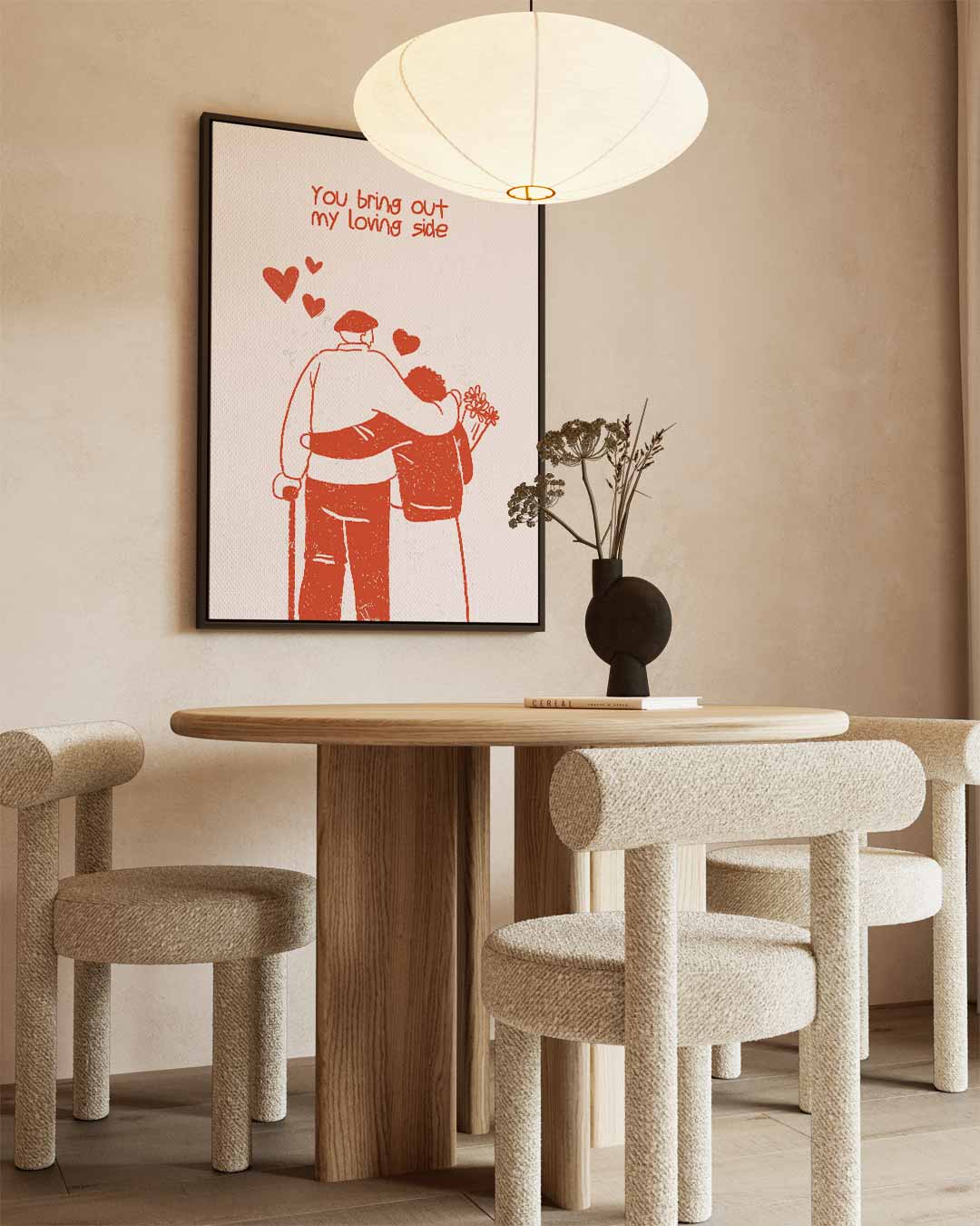 Liefdevolle Omarming Illustratie Kunstwerk-canvas-dibond-plexiglas-wanddecoratie-WallArtistic