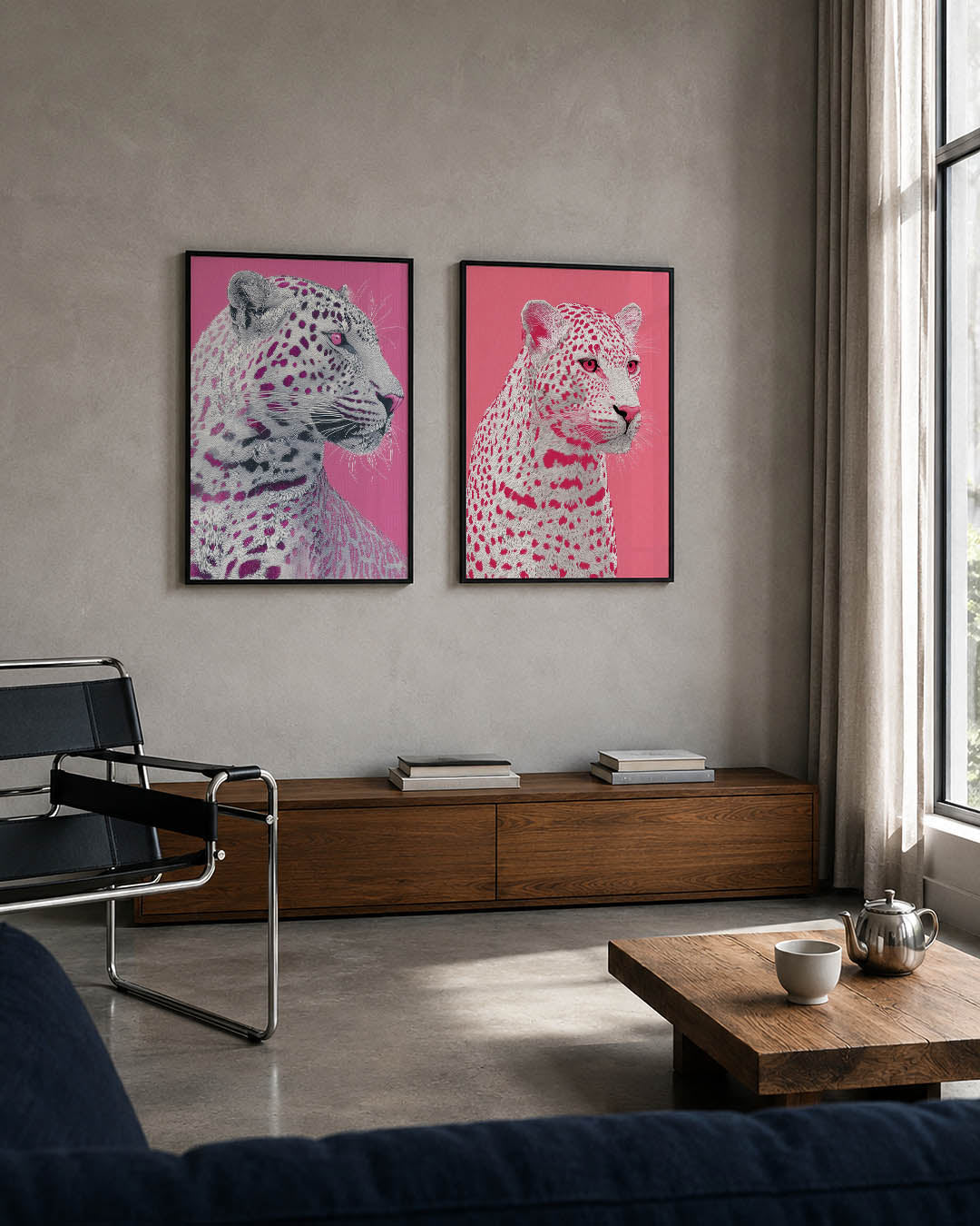 Roze luipaard portret Posterset