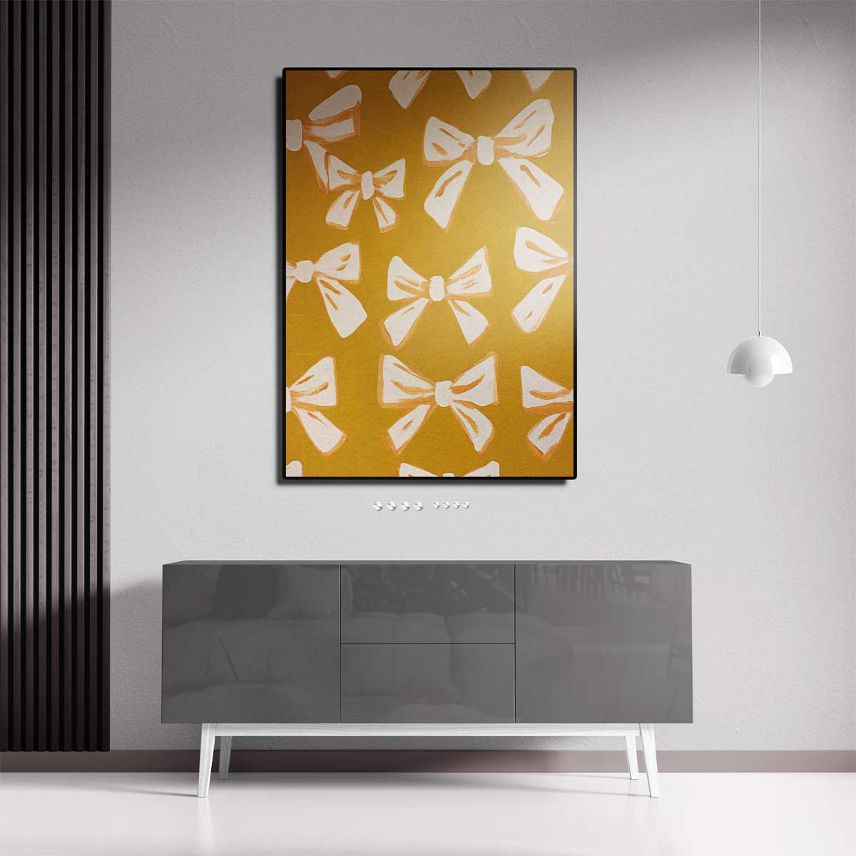 Vrolijke Strikjes op Oker Kunstwerk-canvas-dibond-plexiglas-wanddecoratie-WallArtistic