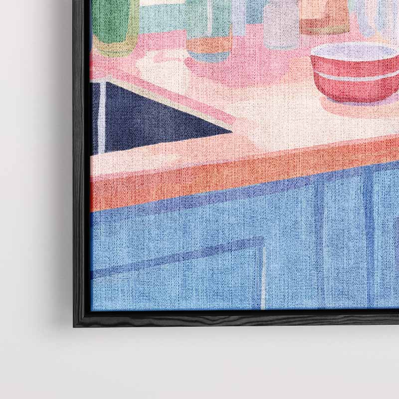 Vrolijk Keukenhoekje in Pasteltinten Kunstwerk-canvas-dibond-plexiglas-wanddecoratie-WallArtistic