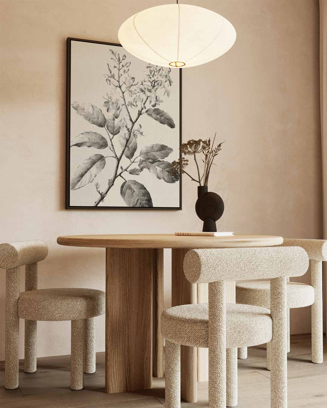 Botanische Schets in Zwart-Wit Kunstwerk-canvas-dibond-plexiglas-wanddecoratie-WallArtistic