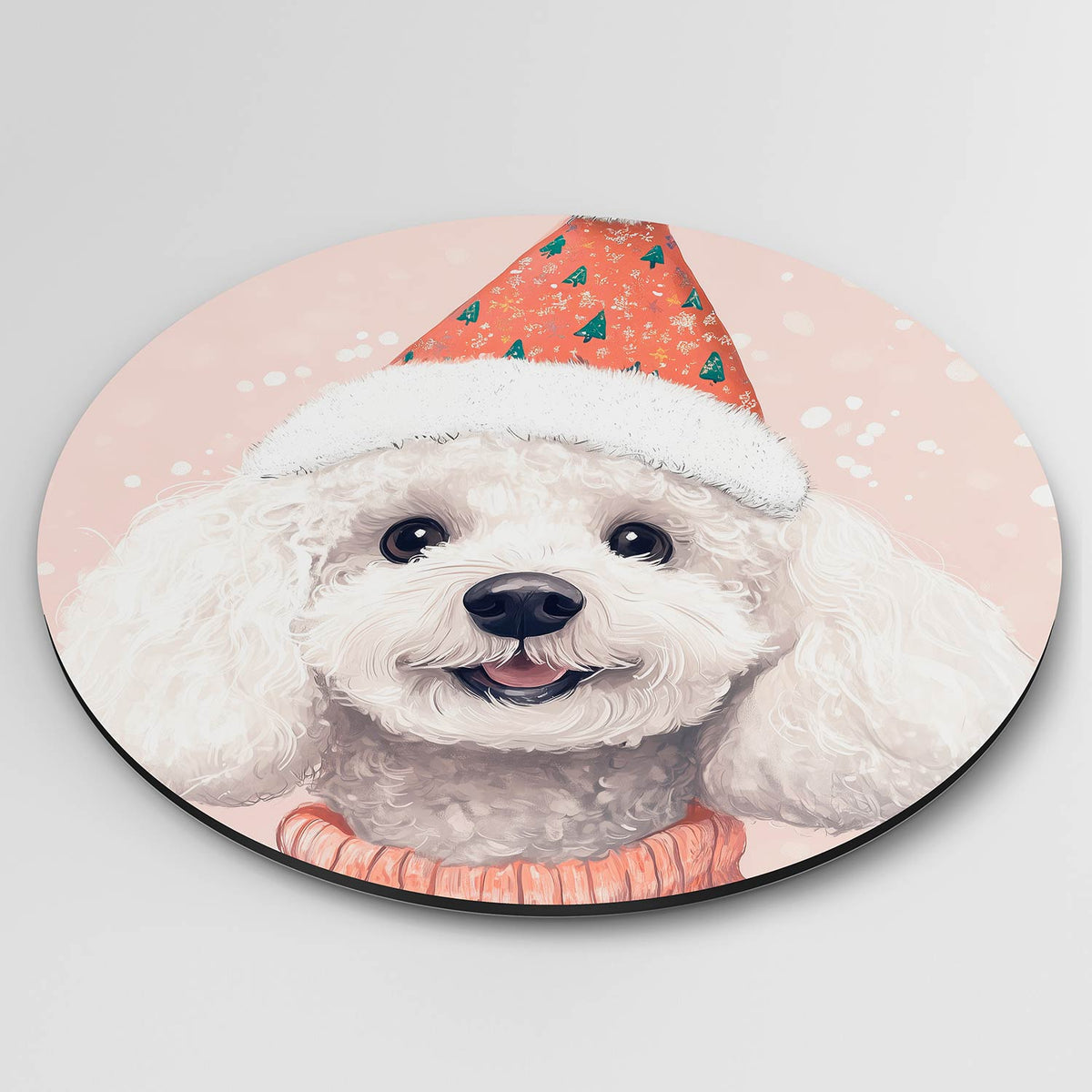 Hond met kerstmuts Muurcirkel