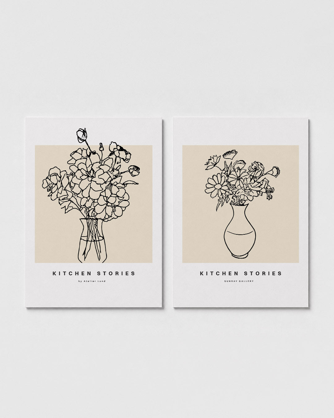 Lijnbloemen in vaas Posterset