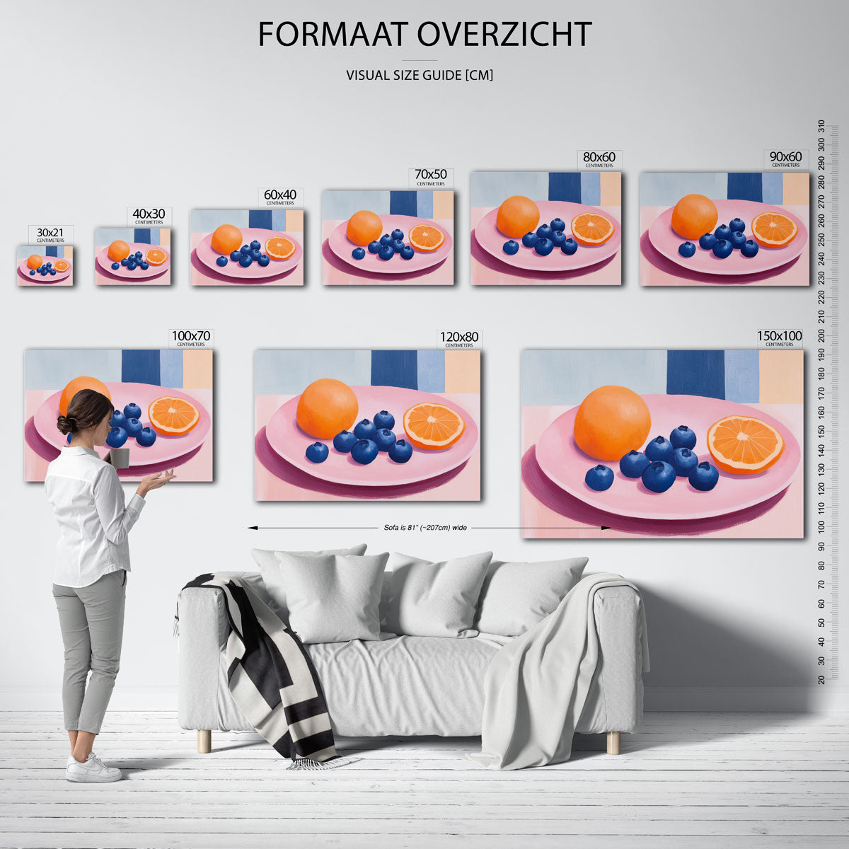Fruit op roze bord Poster