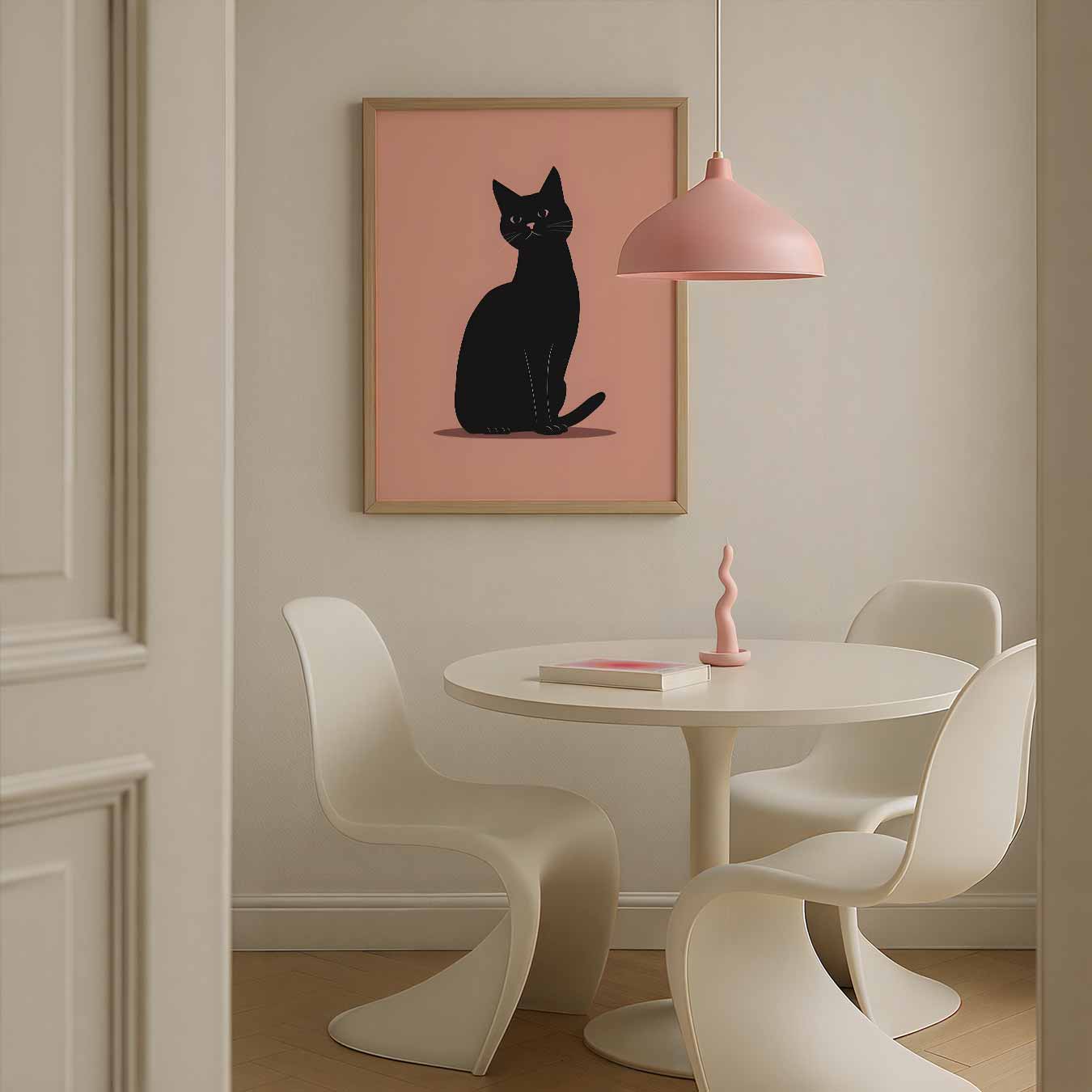 Elegante Kat op Zachte Achtergrond Poster