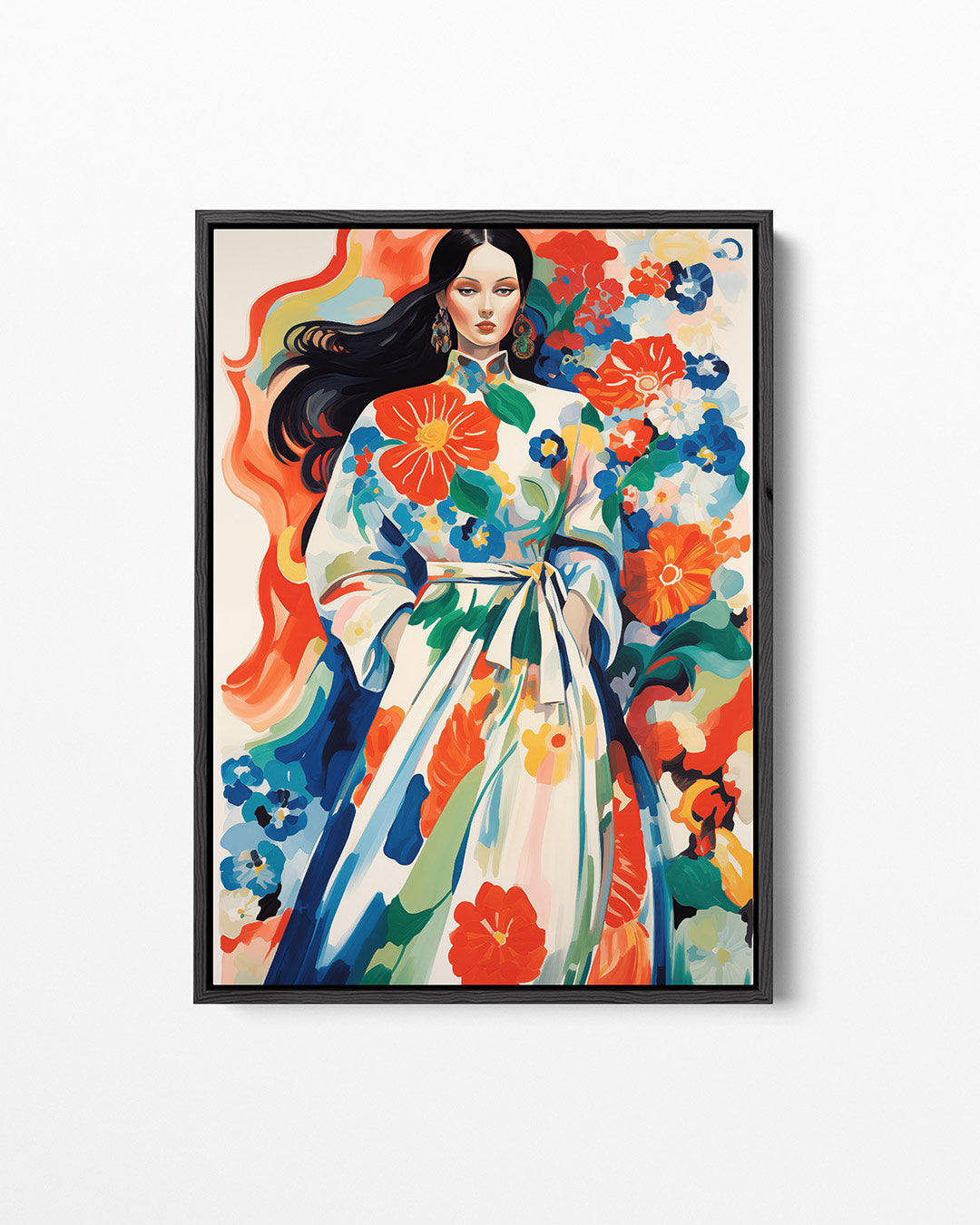 Vrouw in bloemen Kunstwerk