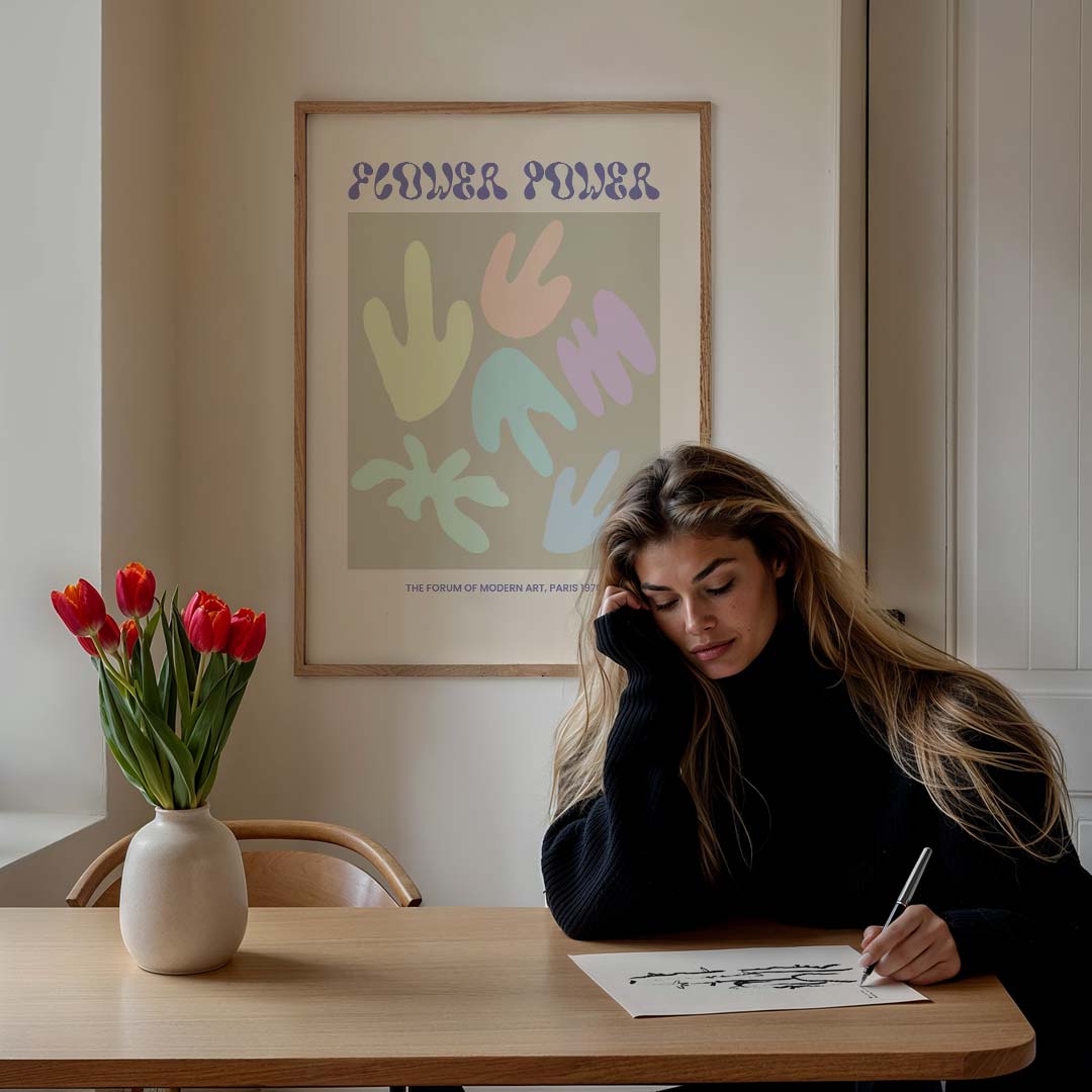 Vrolijke Abstracte Bloemen Poster-WallArtistic