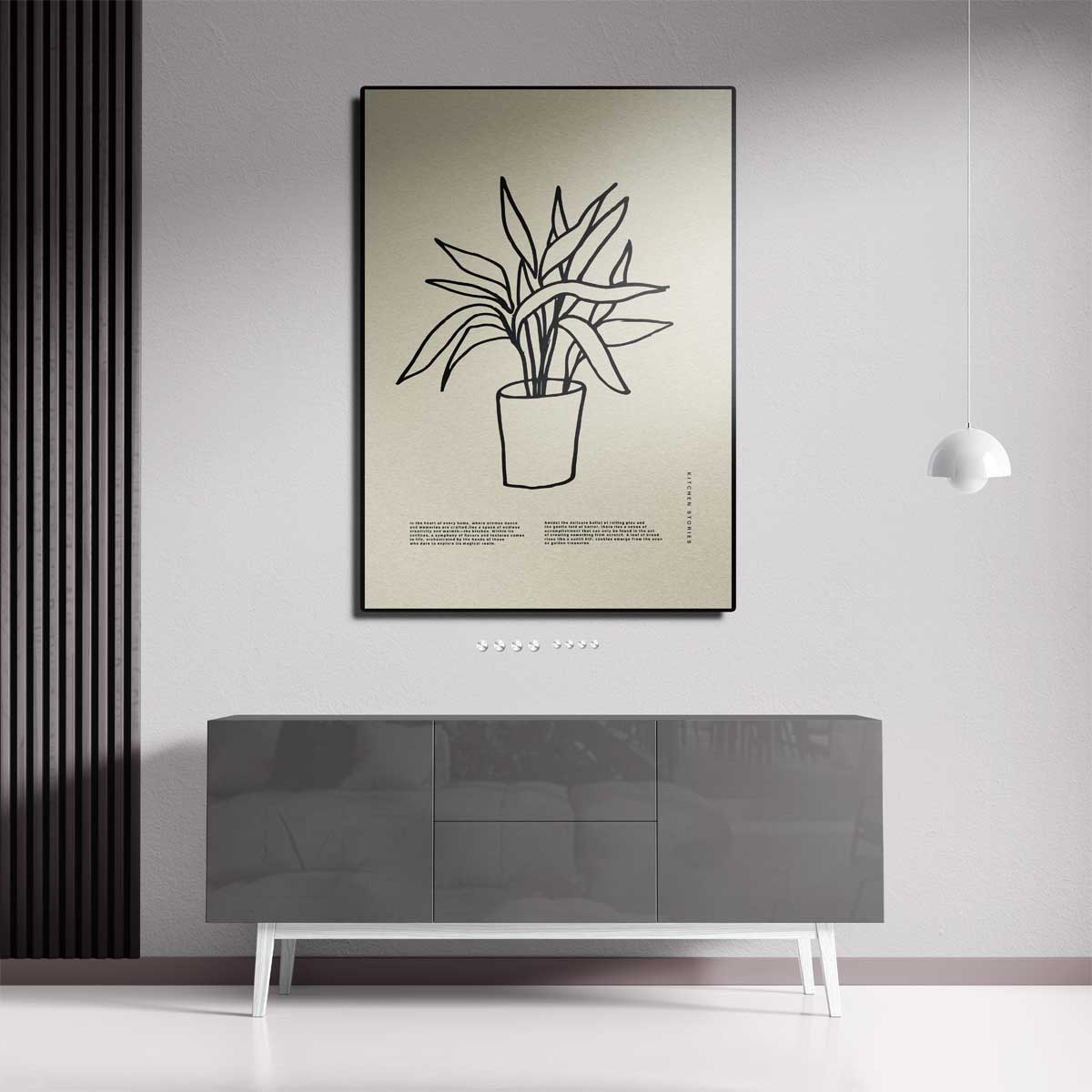 Simpele Plantenillustratie op Beigekleurige Achtergrond Kunstwerk-canvas-dibond-plexiglas-wanddecoratie-WallArtistic