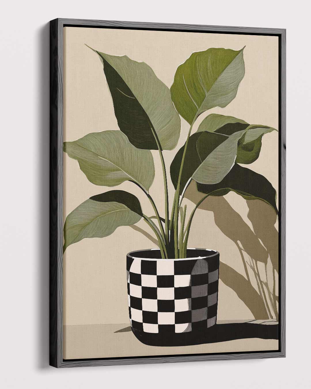 Checkered Plant Pot Art Kunstwerk-canvas-dibond-plexiglas-wanddecoratie-WallArtistic