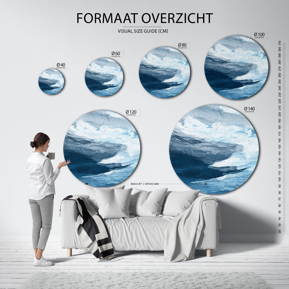 Blauwe lucht en wolken Muurcirkel