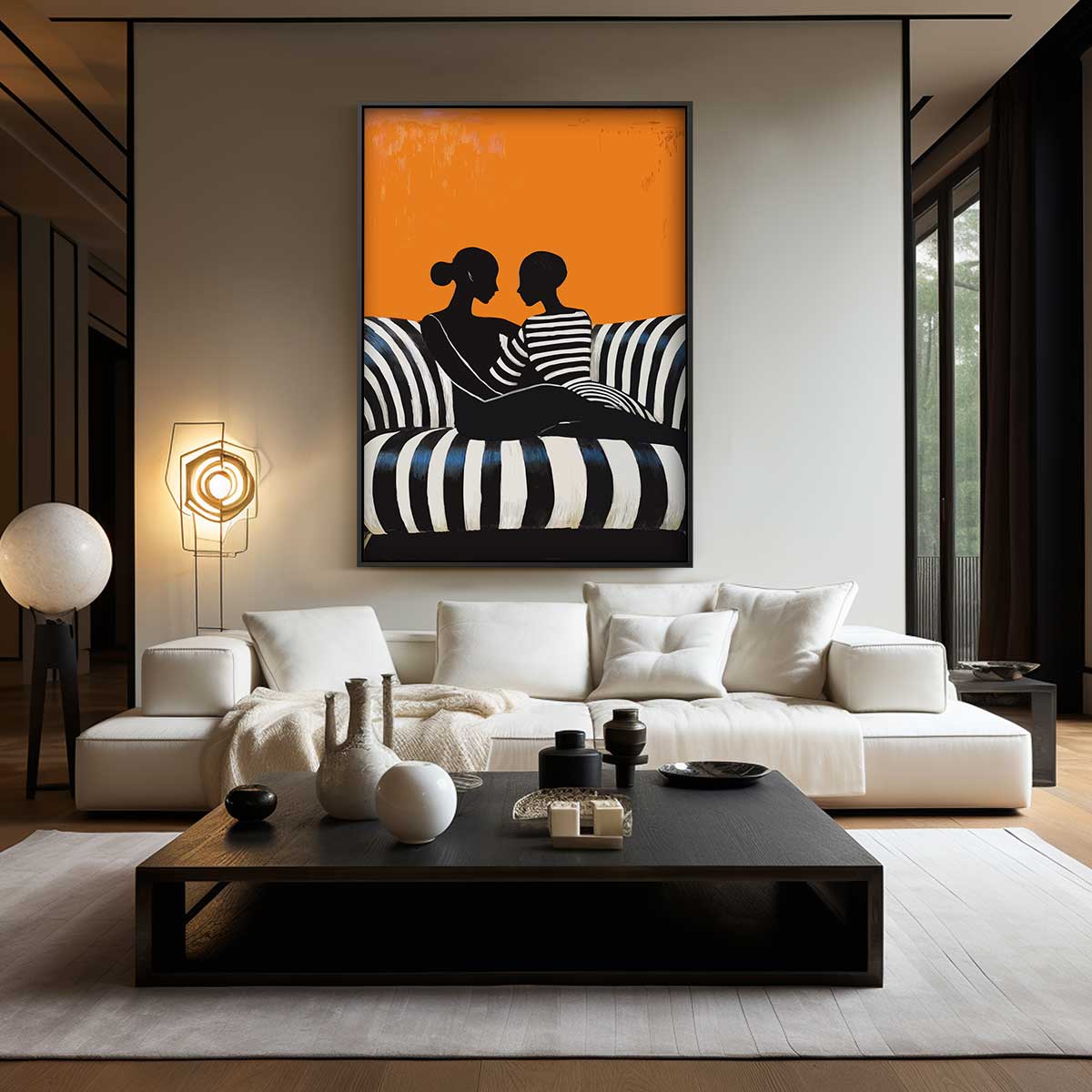 Samenspel van Silhouetten Kunstwerk-canvas-dibond-plexiglas-wanddecoratie-WallArtistic