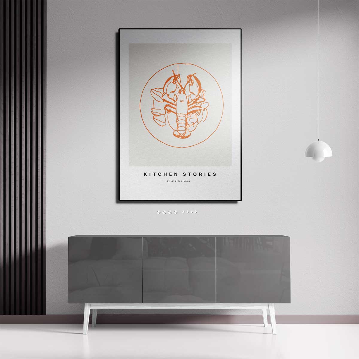 Kreeftschets op Wit Kunstwerk-canvas-dibond-plexiglas-wanddecoratie-WallArtistic