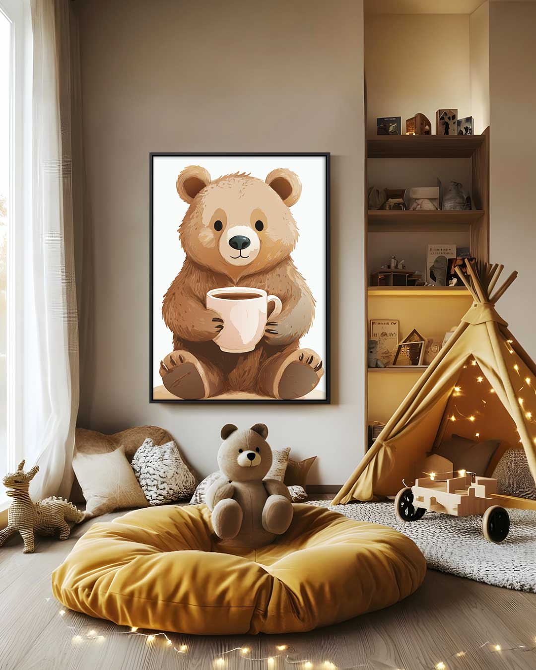 Knuffelige Berenkoffie Kunstwerk-canvas-dibond-plexiglas-wanddecoratie-WallArtistic