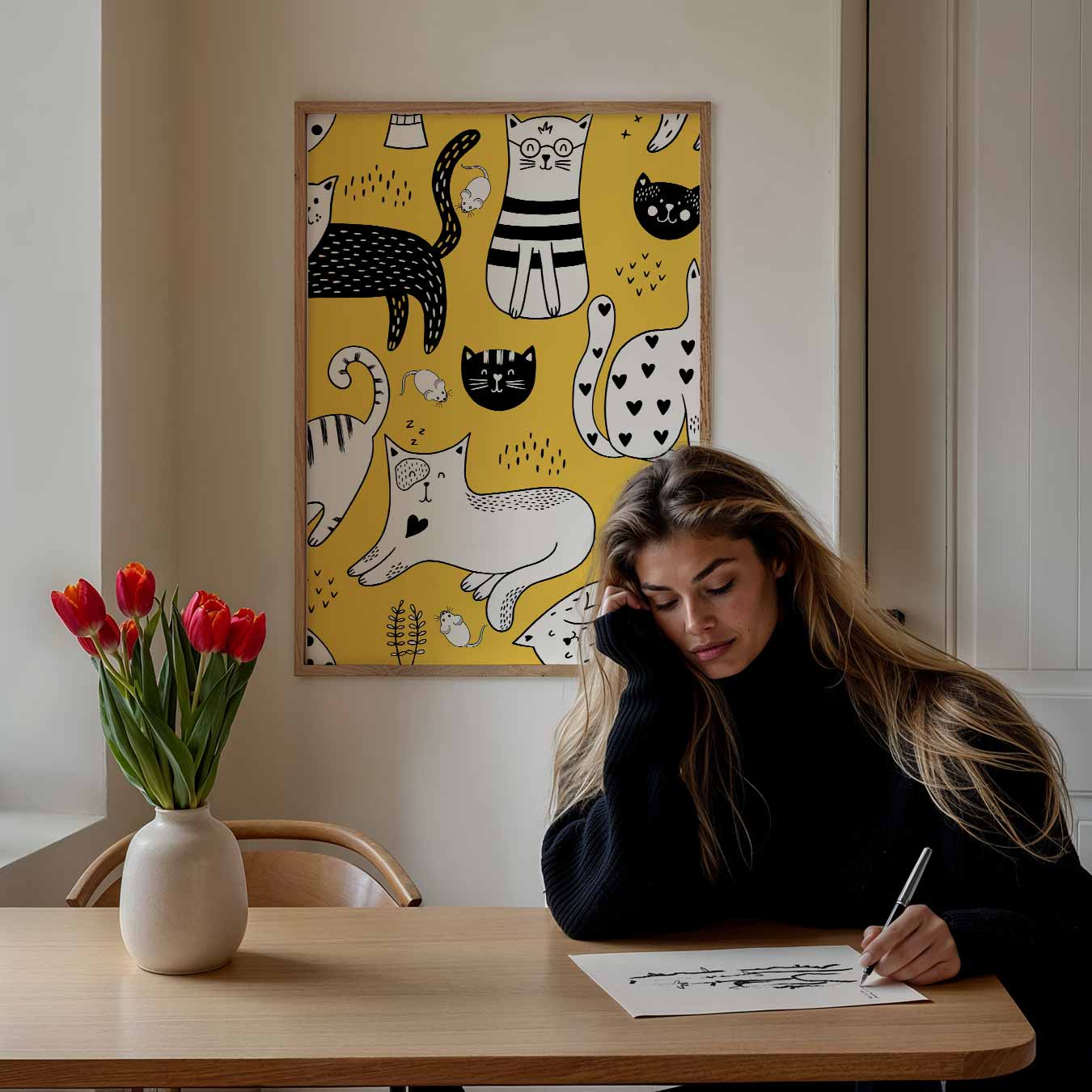 Speelse Katten en Muisjes Poster-WallArtistic