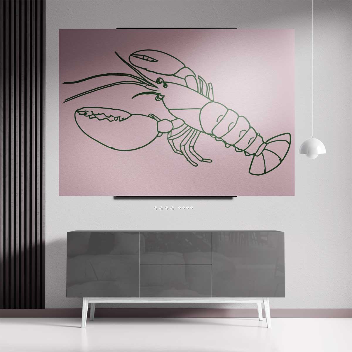 Minimalistische Kreeftenlijntekening Kunstwerk-canvas-dibond-plexiglas-wanddecoratie-WallArtistic