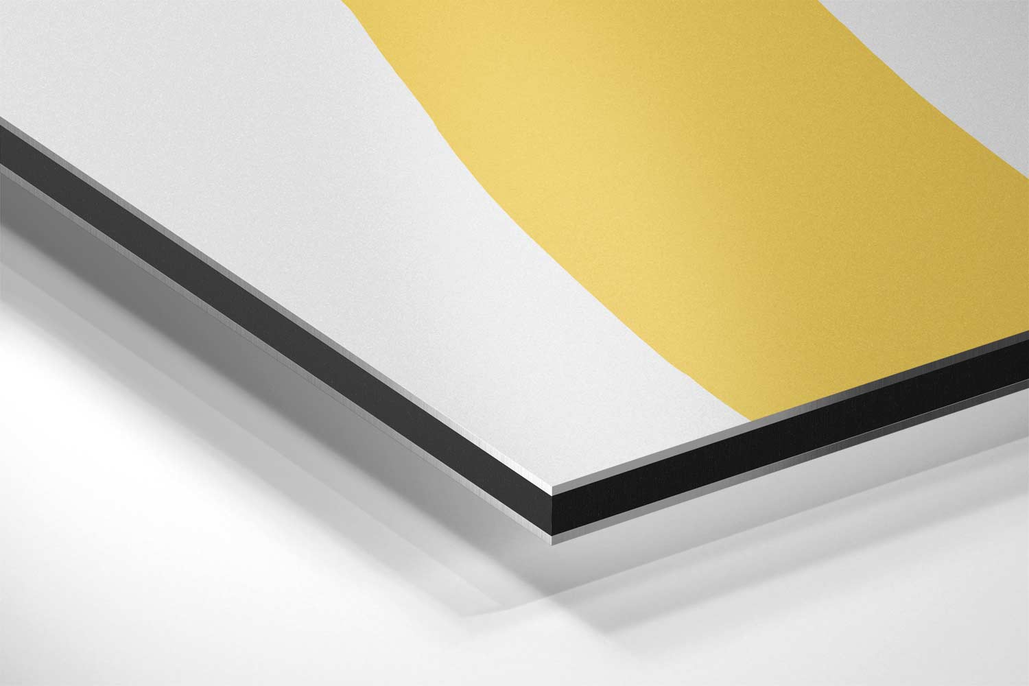 Vrolijke Gele Krulstreken Kunstwerk-canvas-dibond-plexiglas-wanddecoratie-WallArtistic