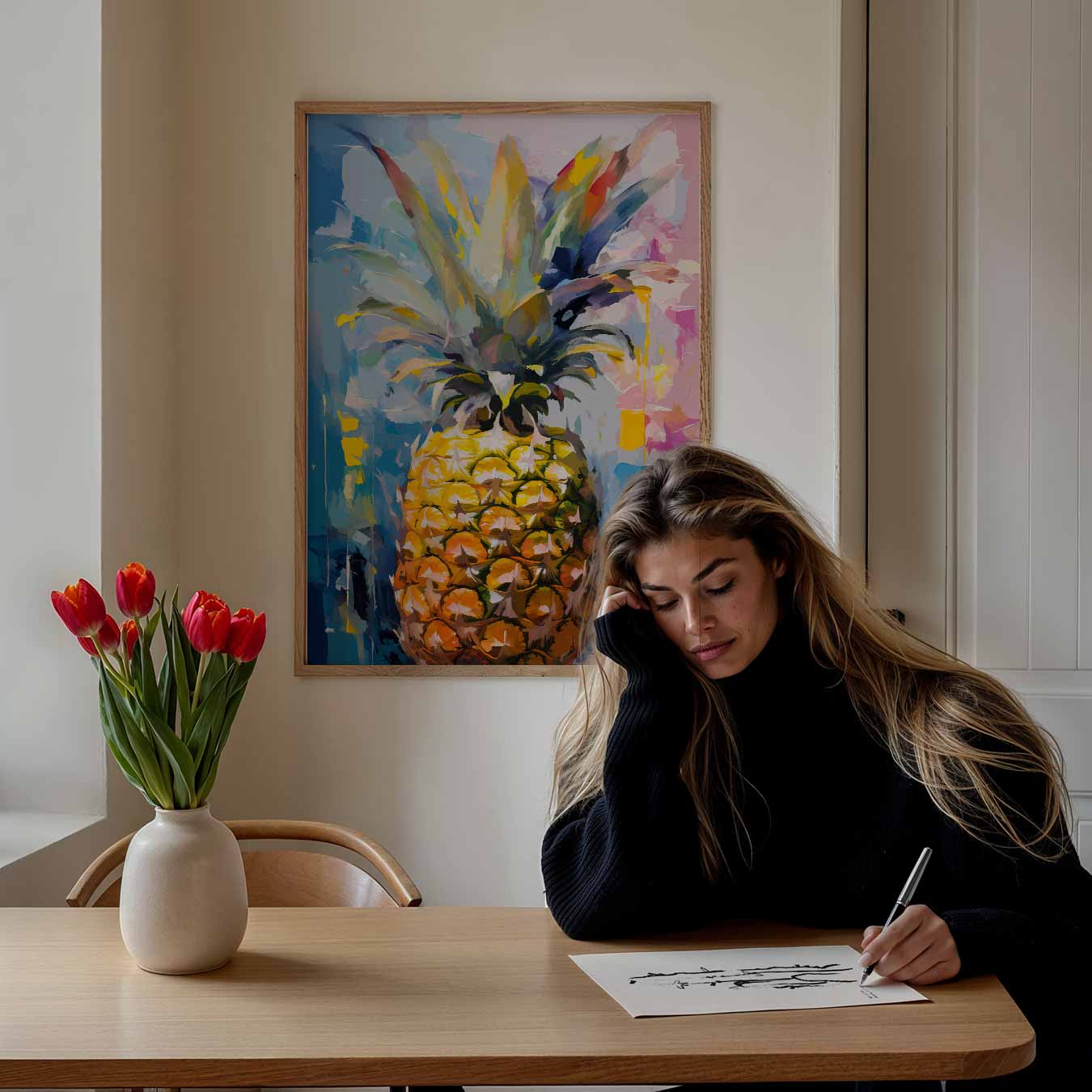 Kleurrijke Ananas Expressie Poster-WallArtistic