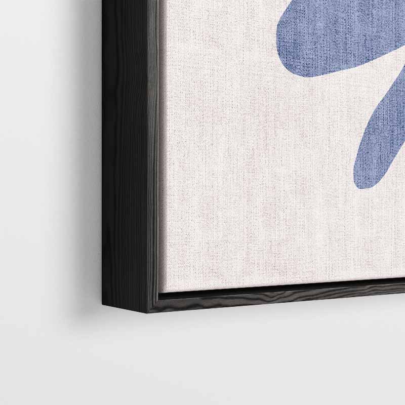 Abstracte Blauwe Vorm op Beige Kunstwerk-canvas-dibond-plexiglas-wanddecoratie-WallArtistic