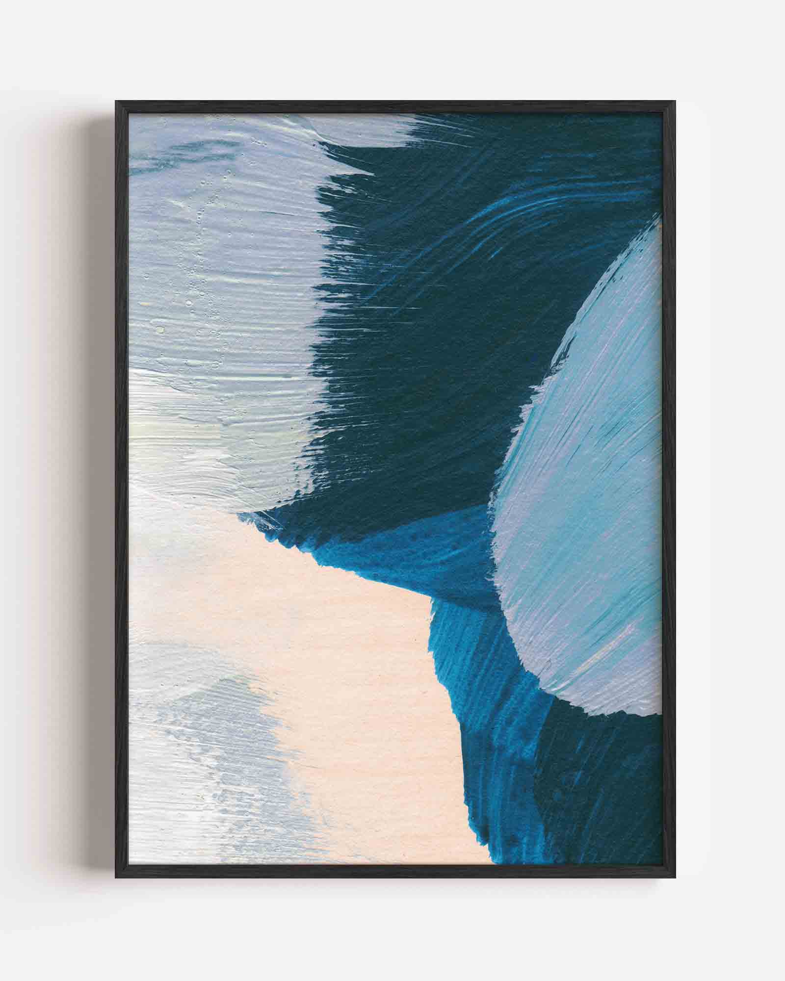 Abstracte blauwe penseelstreken Poster
