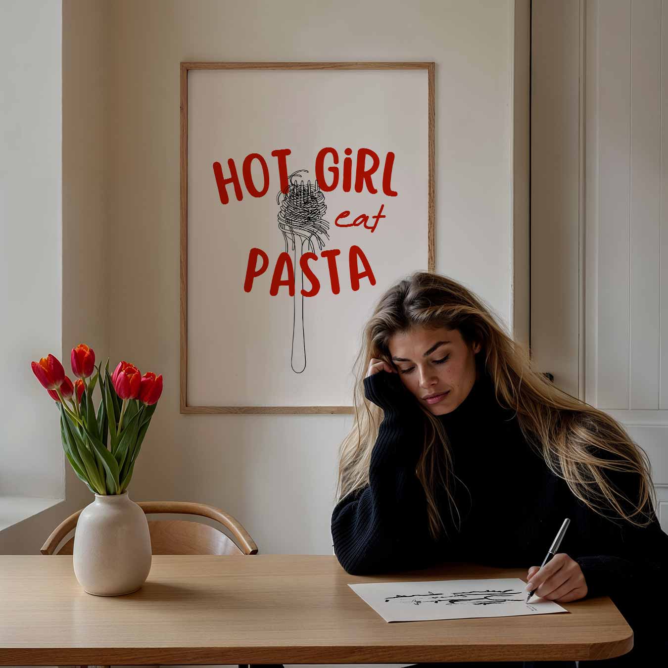 Hot Girl Pasta Poster-WallArtistic
