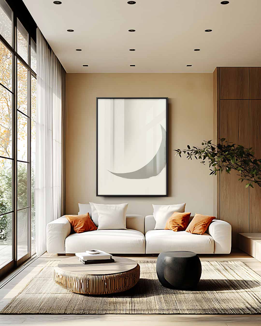 Sereen Halvemaan Abstract Kunstwerk-canvas-dibond-plexiglas-wanddecoratie-WallArtistic