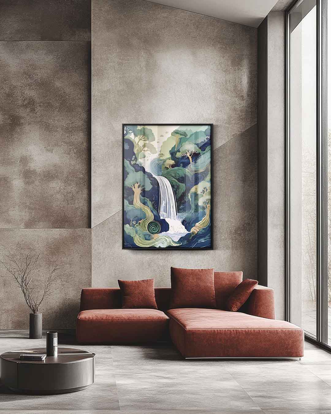 Magische Boswaterval Kunstwerk-canvas-dibond-plexiglas-wanddecoratie-WallArtistic