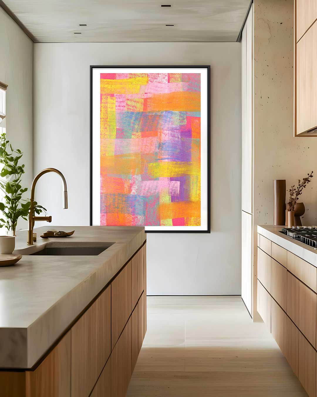 Kleurrijke Abstracte Expressie Kunstwerk-canvas-dibond-plexiglas-wanddecoratie-WallArtistic