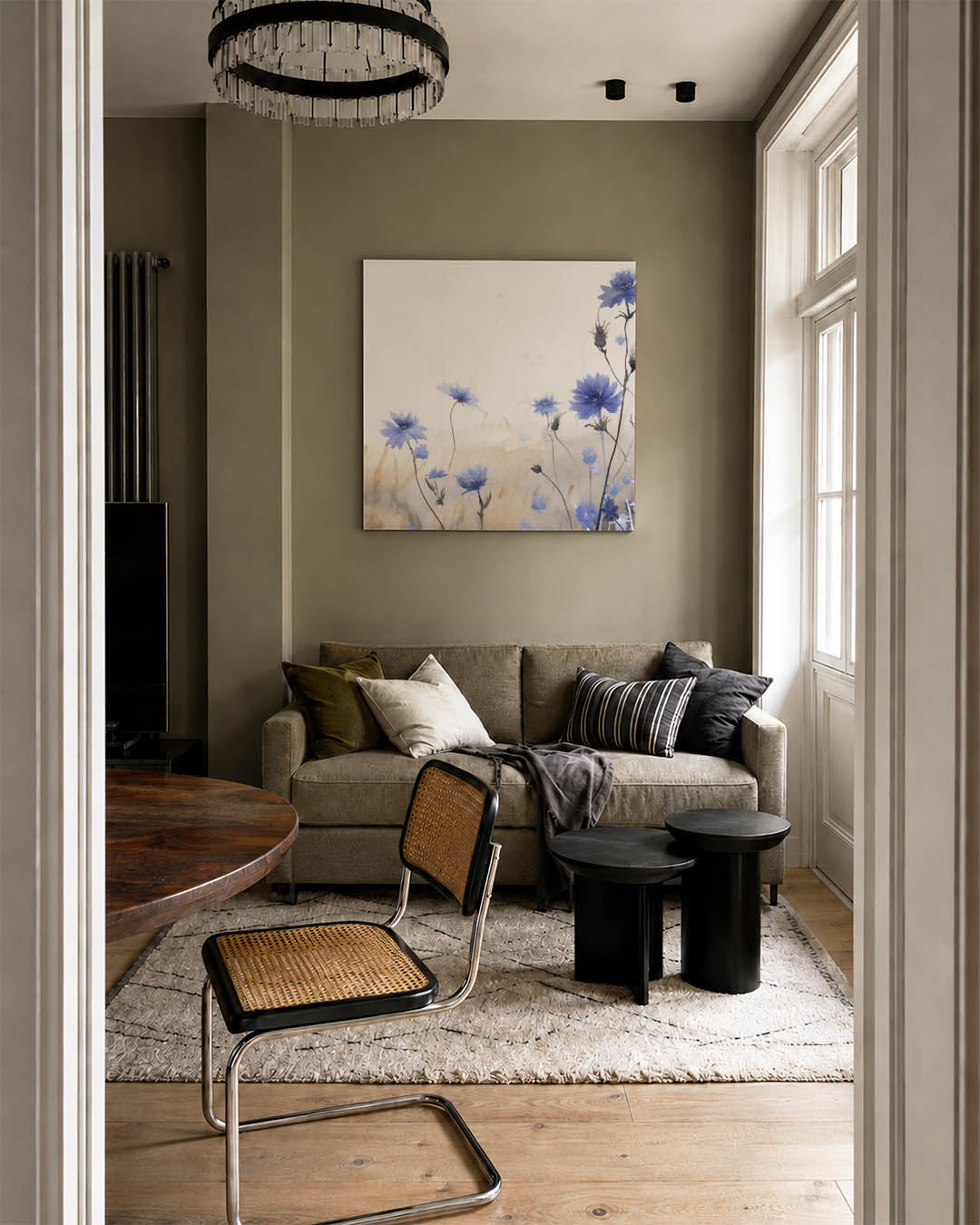 Bloemen in blauwtinten Kunstwerk