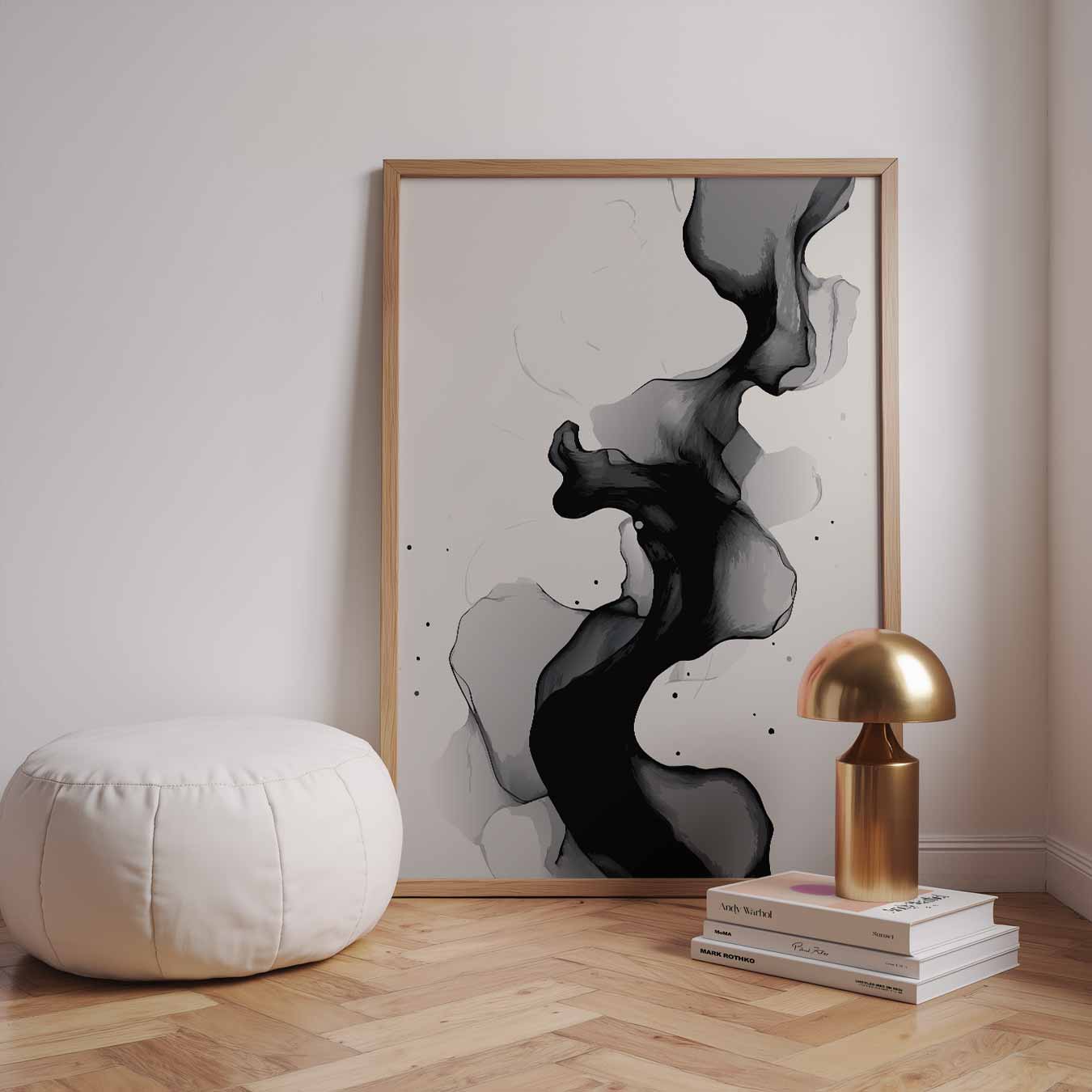 Abstracte Zwart-Wit Stroming Poster-WallArtistic