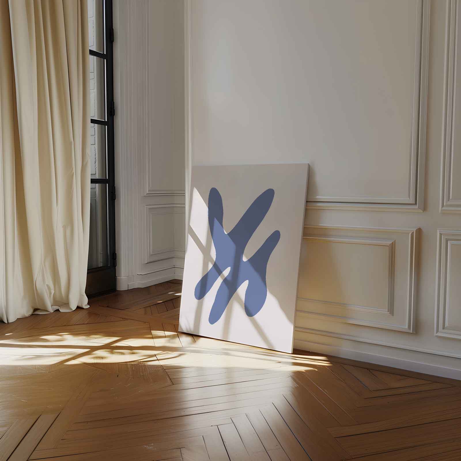 Blauwe Abstracte Vormen Kunstwerk-canvas-dibond-plexiglas-wanddecoratie-WallArtistic