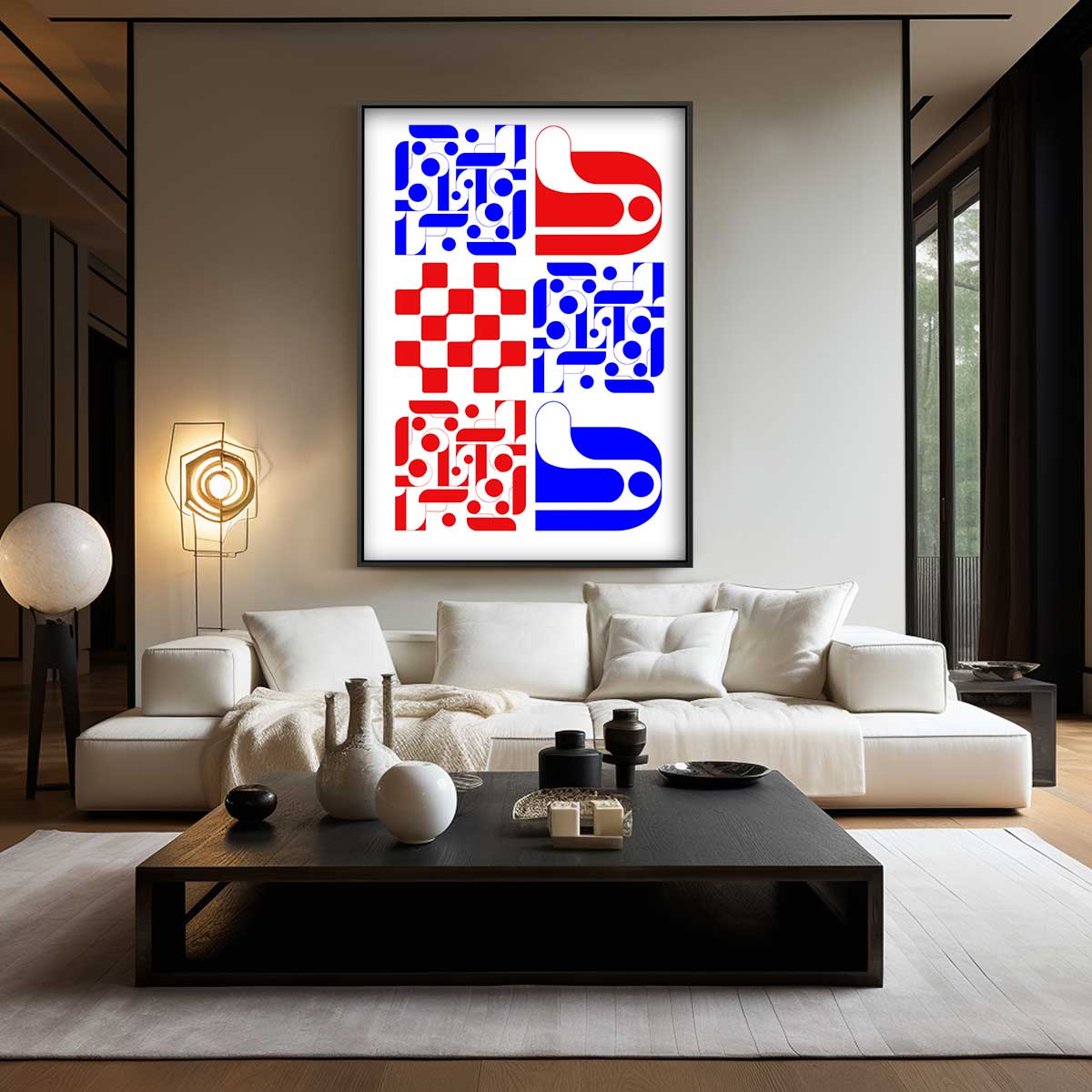 Kleurrijke Geometrische Abstractie Kunstwerk-canvas-dibond-plexiglas-wanddecoratie-WallArtistic