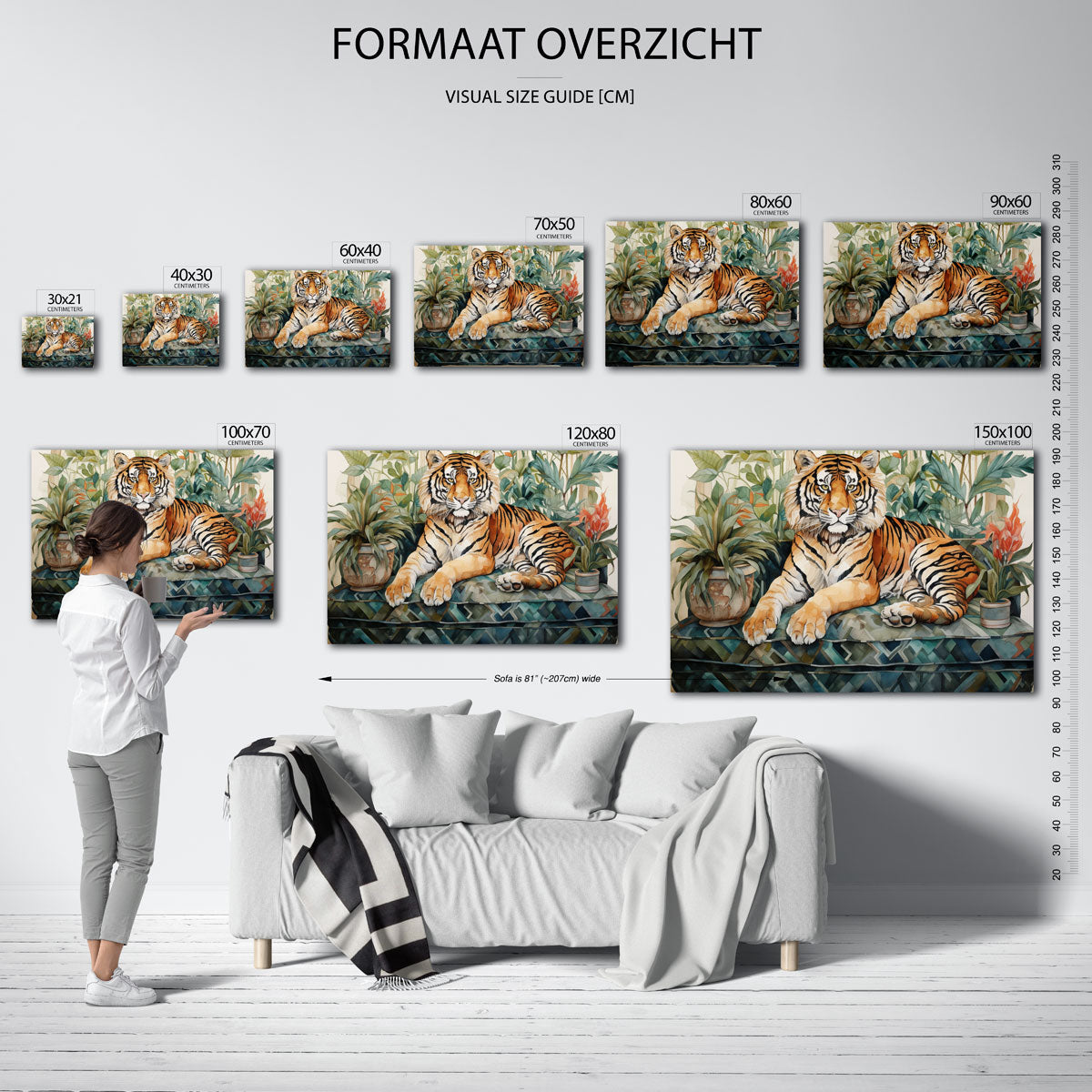 Tijger met planten Poster