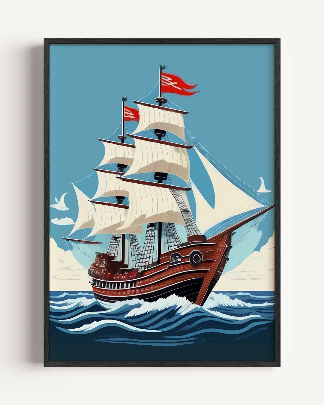 Avontuurlijke Zeilboot op Zee Poster-WallArtistic
