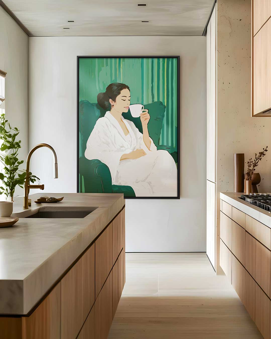 Ontspanning in Groen Kunstwerk-canvas-dibond-plexiglas-wanddecoratie-WallArtistic