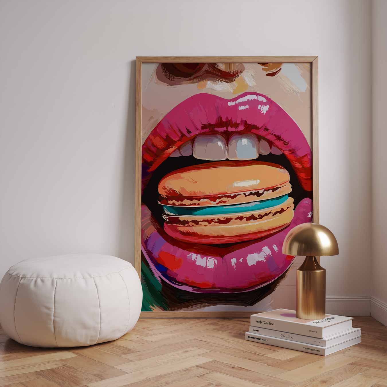 Kleurrijke Lippen & Macaron Poster