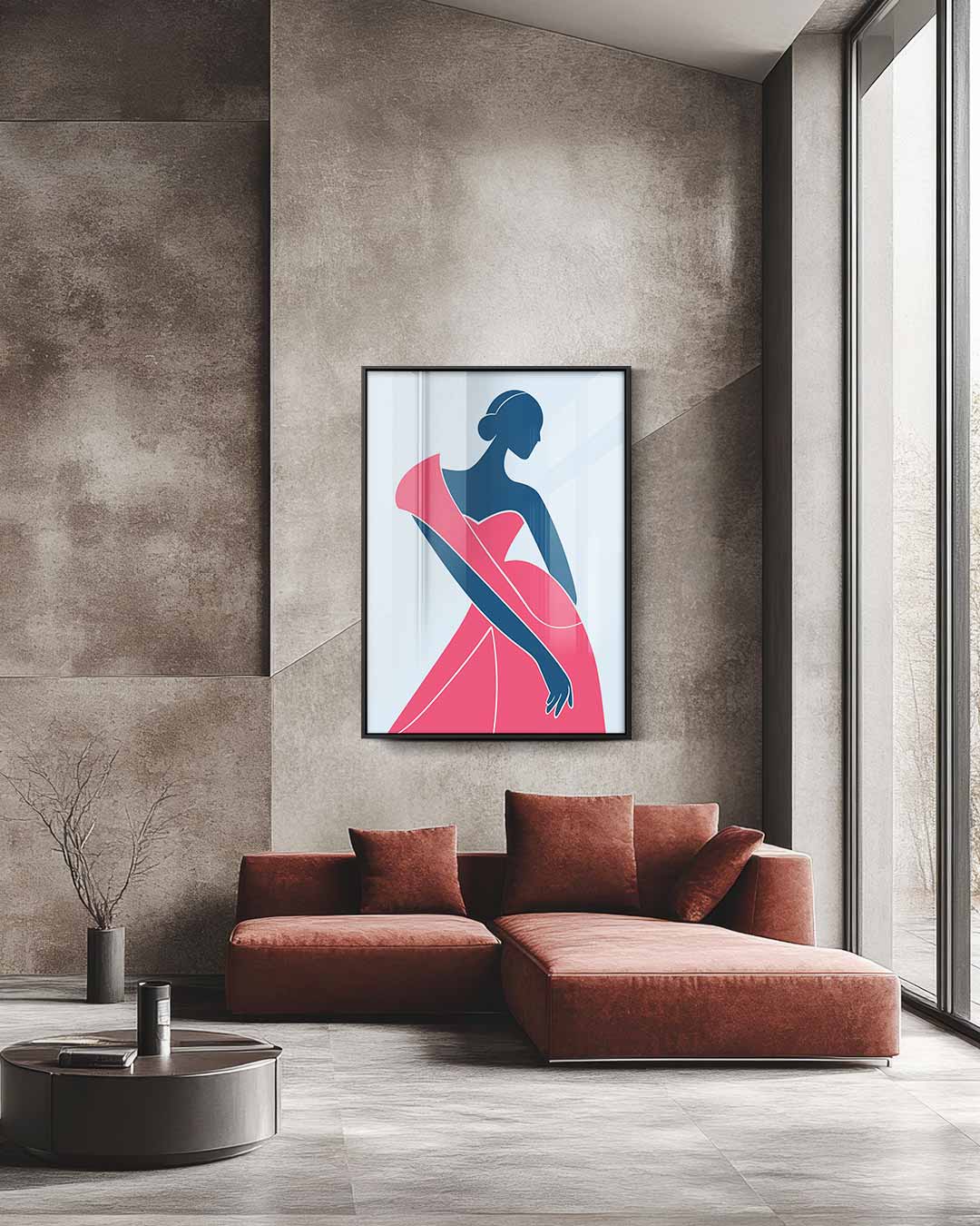 Elegante Dames Silhouet Kunstwerk-canvas-dibond-plexiglas-wanddecoratie-WallArtistic