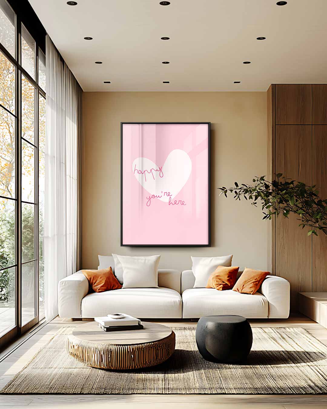 Welkomsthart in Roze Kunstwerk-canvas-dibond-plexiglas-wanddecoratie-WallArtistic