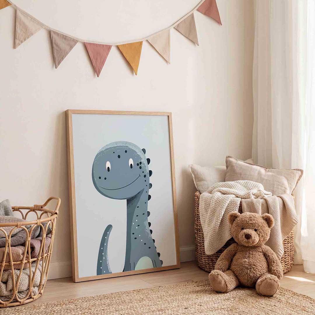 Blauwe dinosaurus Poster