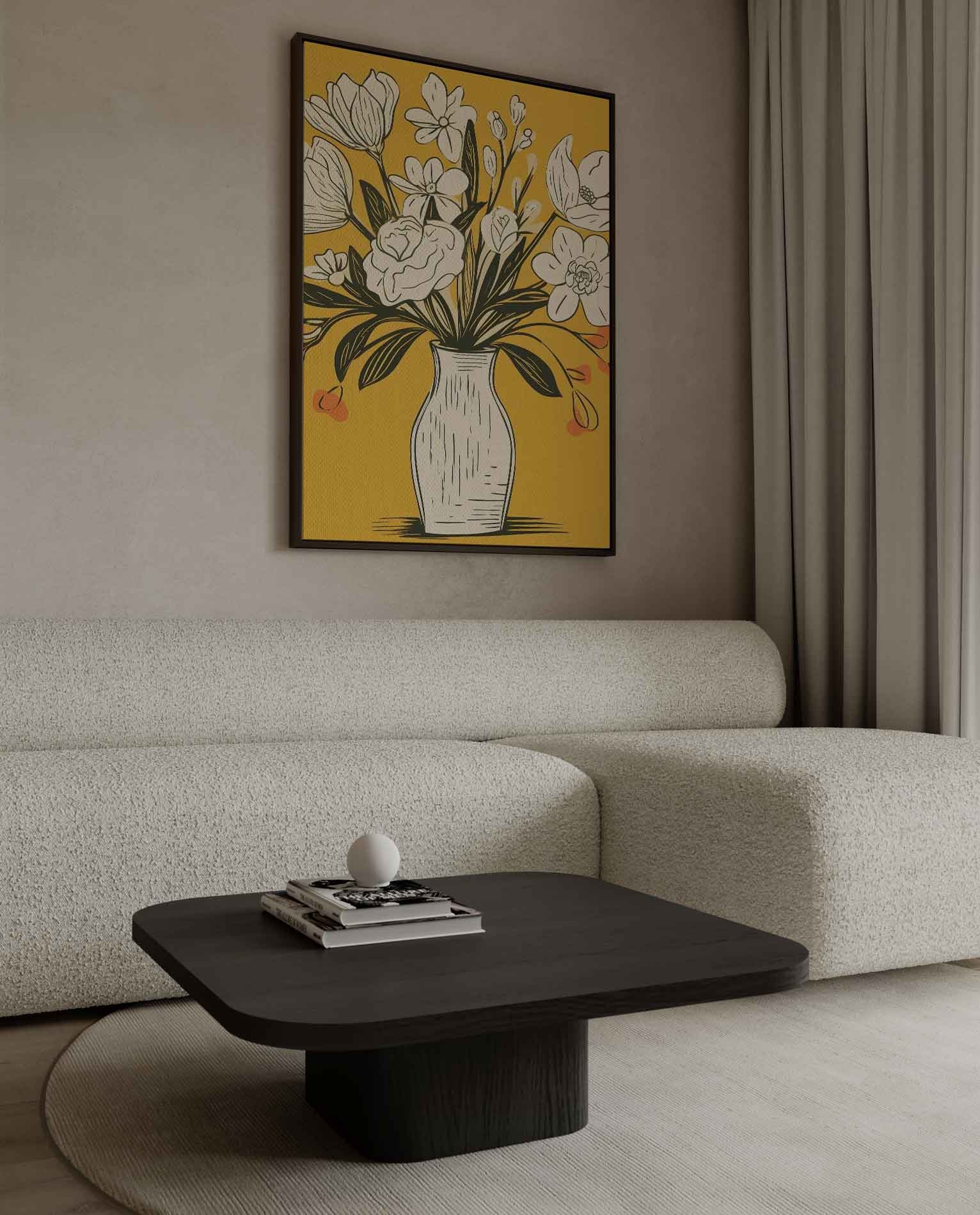 Tijdloze Bloemenvazen Illustratie Kunstwerk-canvas-dibond-plexiglas-wanddecoratie-WallArtistic
