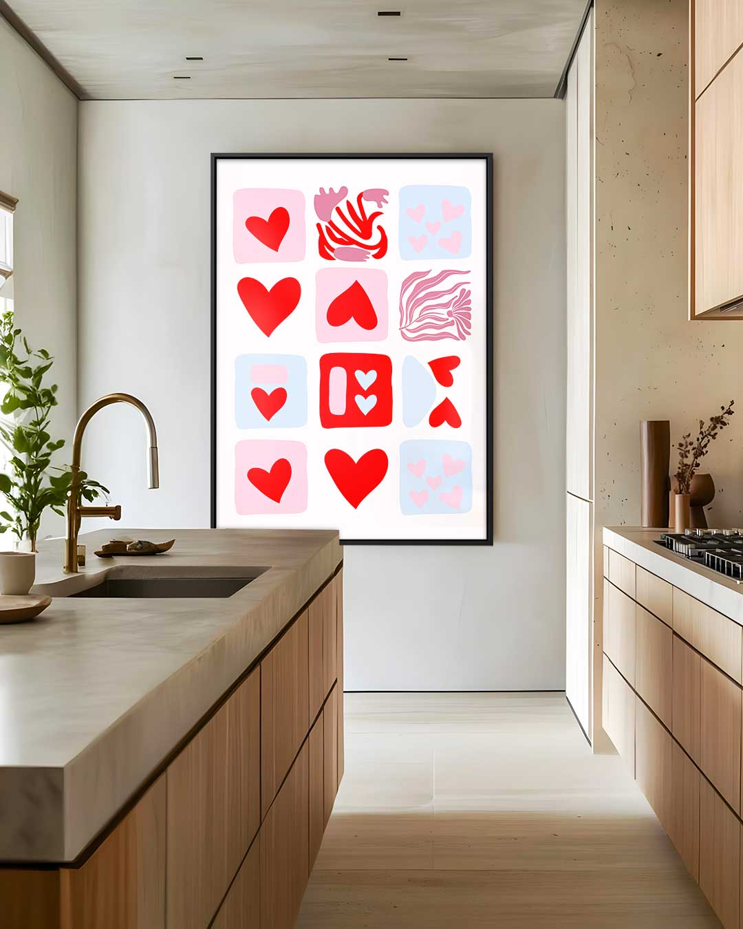 Liefdesvierkantjes kunstprint Kunstwerk-canvas-dibond-plexiglas-wanddecoratie-WallArtistic