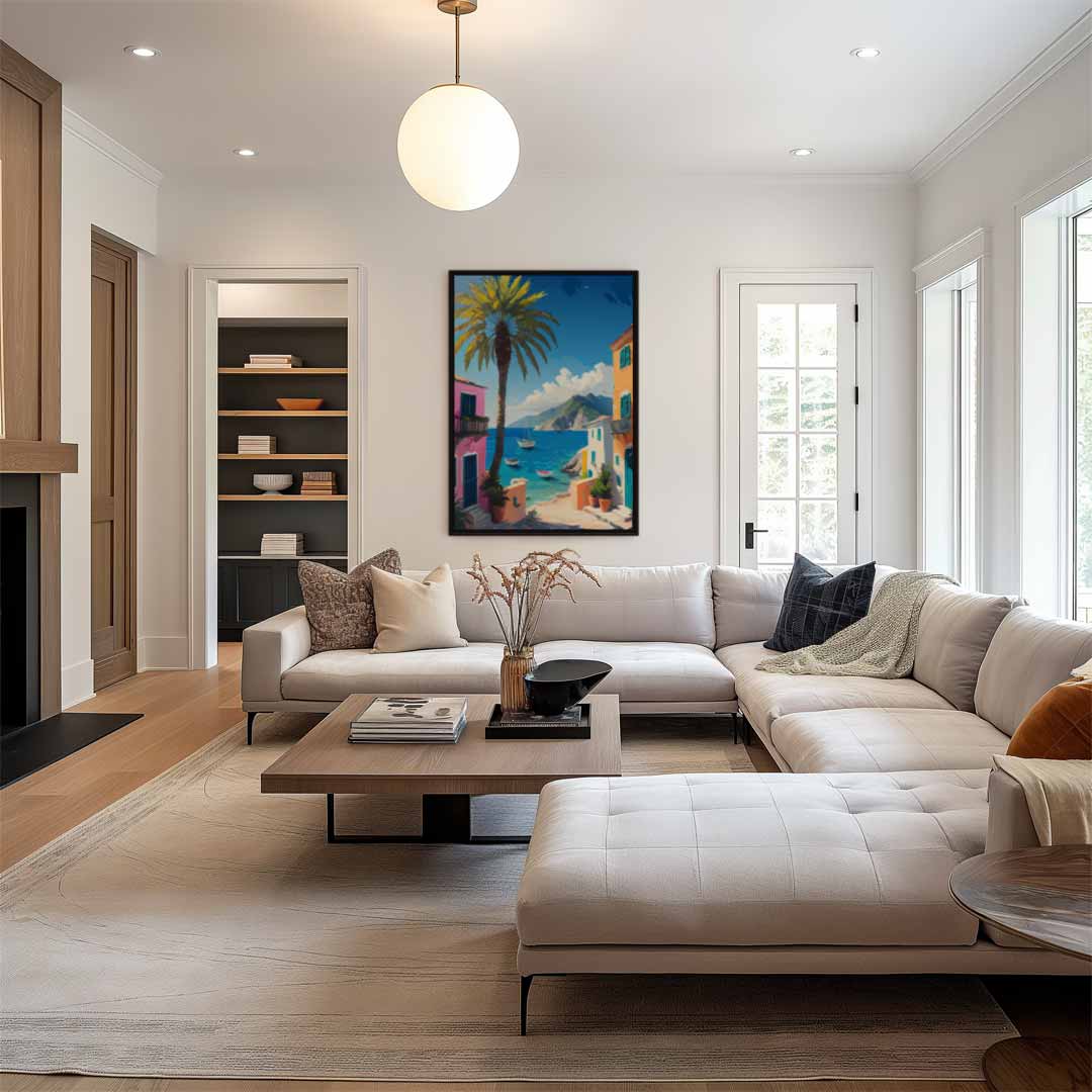 Zonovergoten Mediterraans Dorp Kunstwerk-canvas-dibond-plexiglas-wanddecoratie-WallArtistic