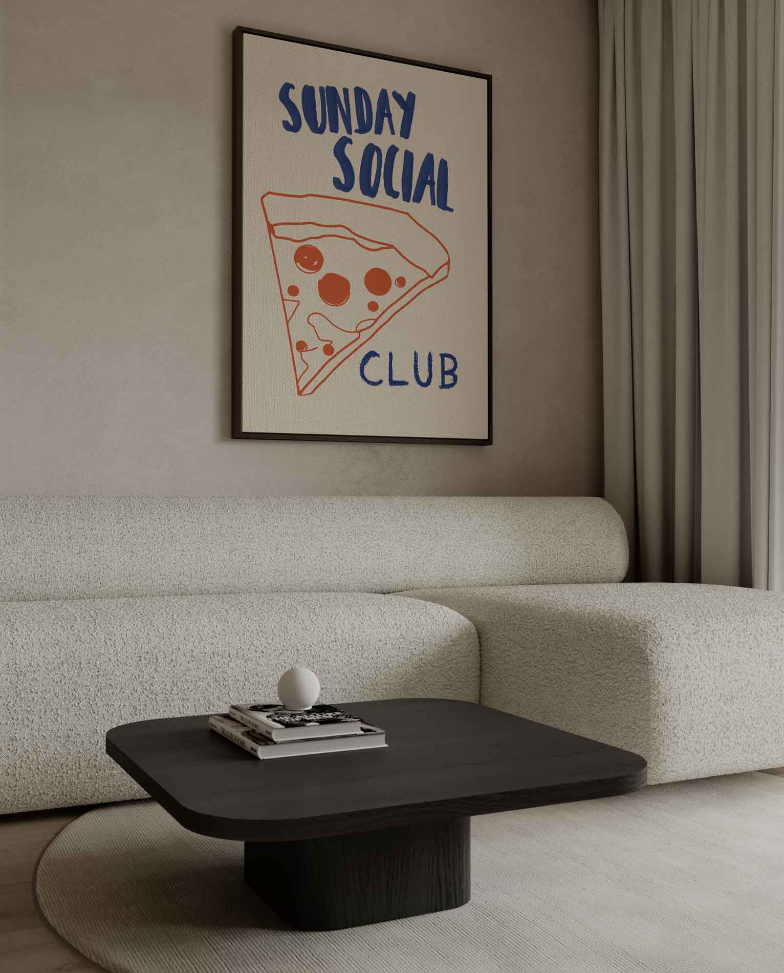 Pizza Party Illustratie Kunstwerk-canvas-dibond-plexiglas-wanddecoratie-WallArtistic